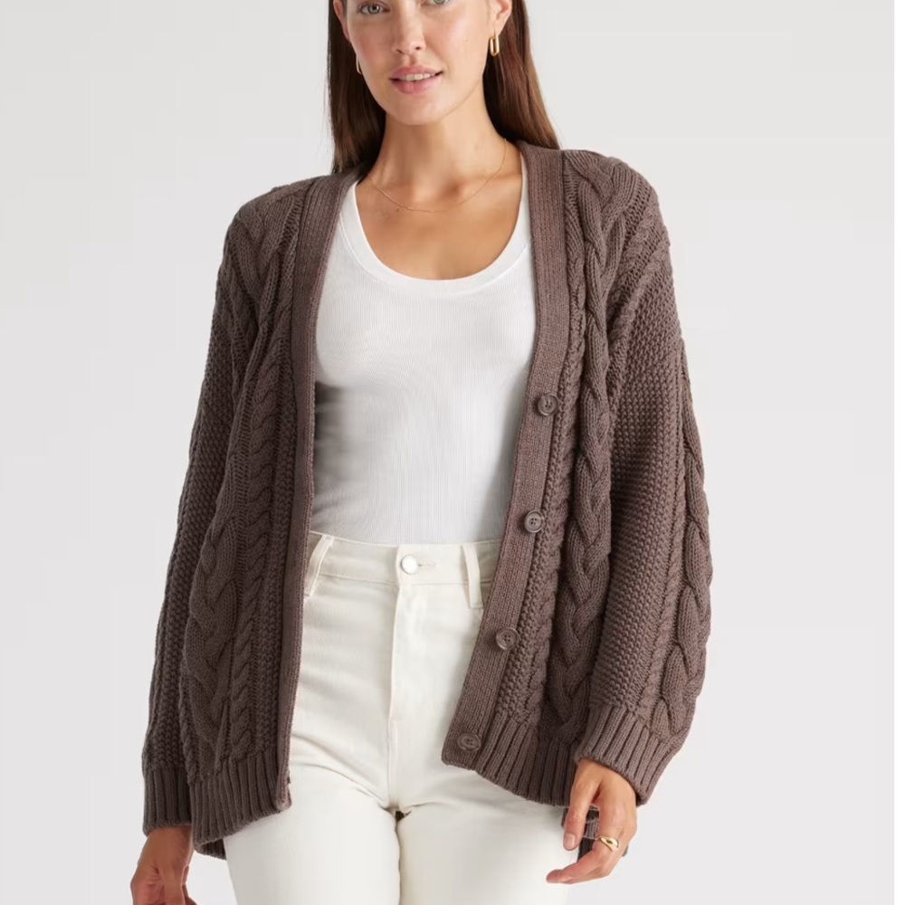 Quince 100% Organic Cotton Oversized Cable Cardigan
